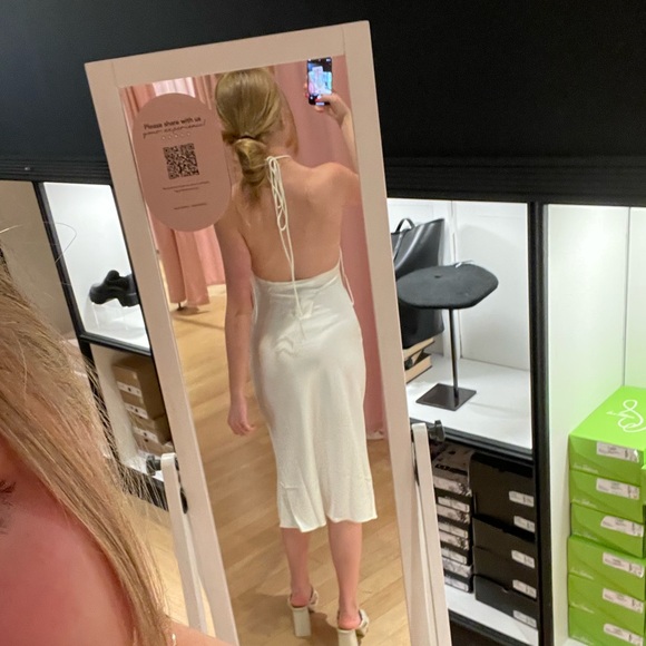 White halter neck slip dress NWOT - Picture 2 of 5